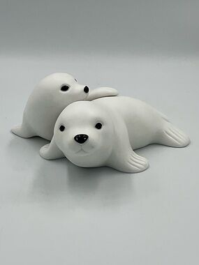 Vintage FTD Collector Series “White Seal and Cub” Porcelain Figurine 1980s